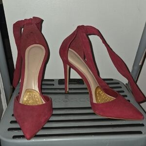 Aldo Deep Red Suede Heels